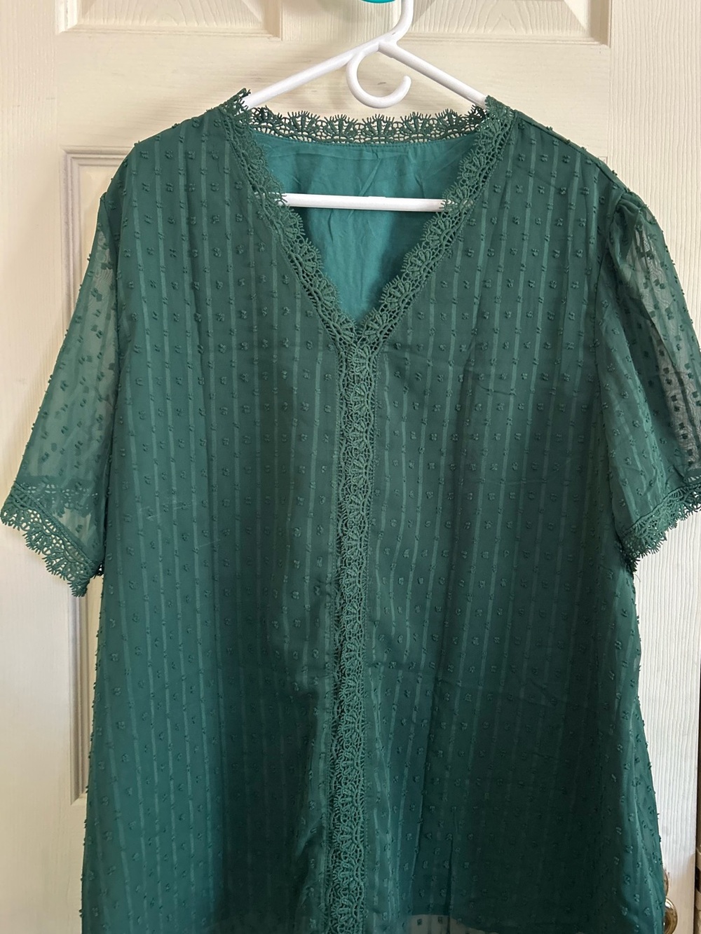 2XL. NWOT. Target Teal Green Lace-Trim V-Neck Blouse